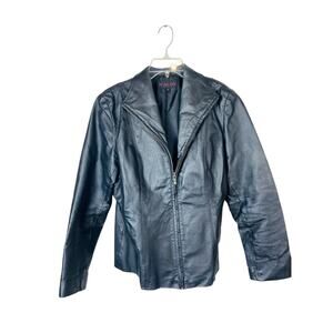 M. Julian Womens Asymmetrical Zip Genuine Leather Moto Biker Jacket Medium